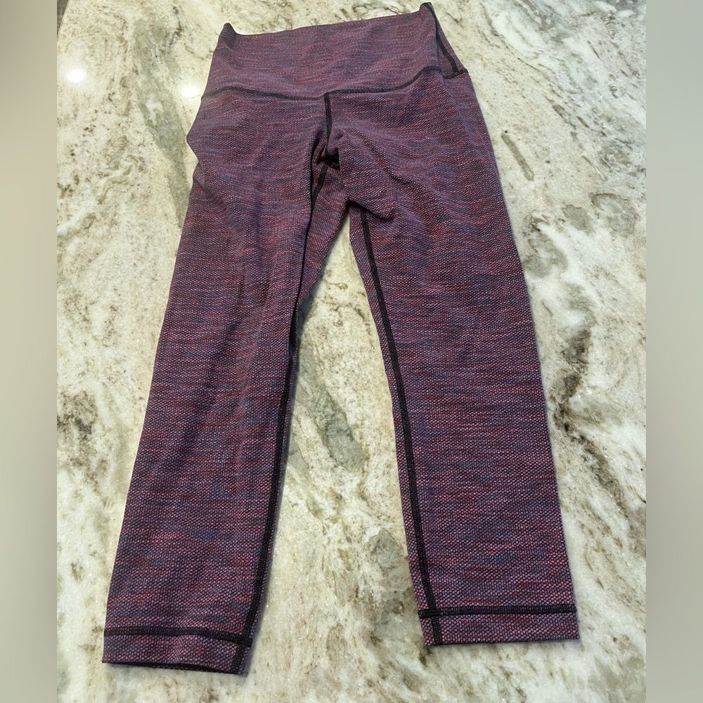 Lululemon Wunder Under Crop Diamond Jacquard Space Dye Blue Magenta size 4
